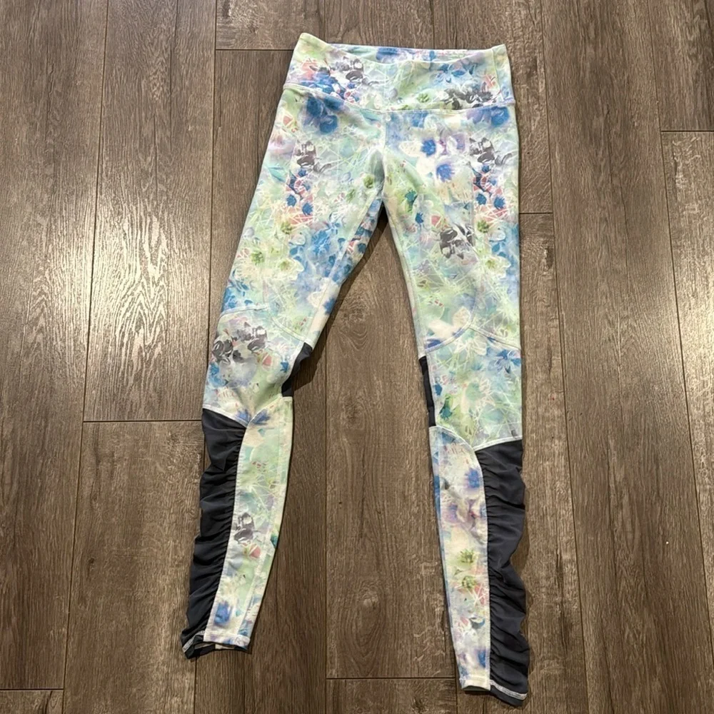 Alo Yoga Alo Runway Yoga Leggings Floral Glo/Ombre Blue Mesh S